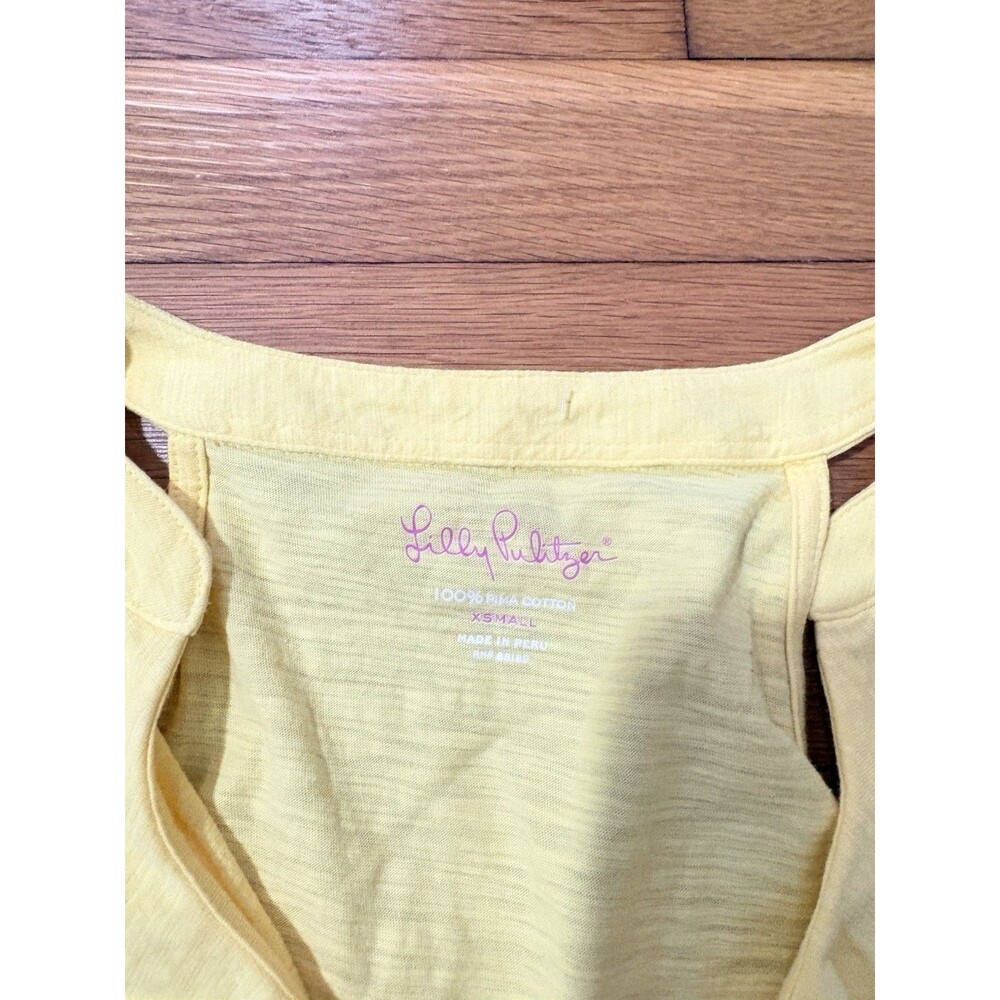 Lilly Pulitzer Size XS Cleo Ruffle V-Neck Tank Top Yellow - Picture 3 of 5